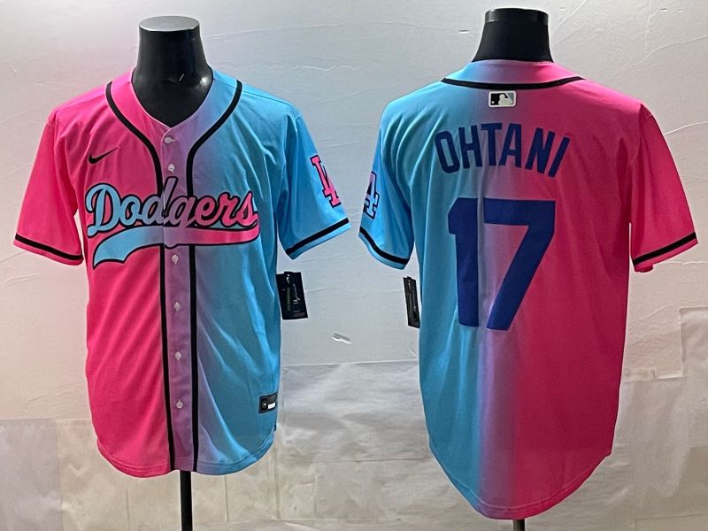 Men Los Angeles Dodgers #17 Ohtani Blue pink Game 2025 Nike MLB Jersey style 0011